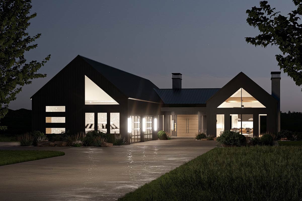 Plan 623443DJ: 3-Bed Modern Scandinavian Ranch House Plan Clustered Bedrooms - 2583 Sq Ft - Image #26 - Contemporary, Mid Century Modern, Modern, Ranch, Scandinavian