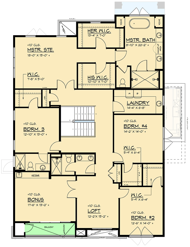 Plan 666290RAF: Two-Story Contemporary House Plan with Guest Suite - 4687 Sq Ft - Floor Plan - 2nd Floor - Contemporary, Northwest, Scandinavian