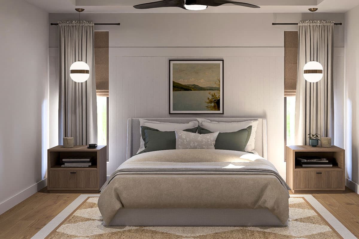 Plan 623444DJ: 2-Bed Barndominium House Plan with Outdoor Fireplace - 2199 Sq Ft - Image #23 - Barndominium, Mid Century Modern, Modern Farmhouse, New American, Ranch