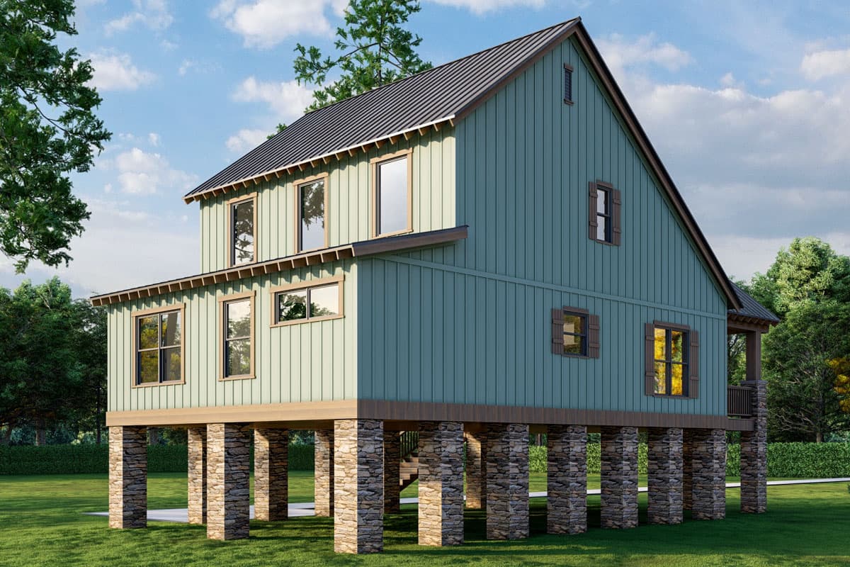 Plan 70900MK: 3-Bed Rustic Mountain House Plan with Two-Story Great Room - 1763 Sq Ft - Image #5 - Mountain, Rustic