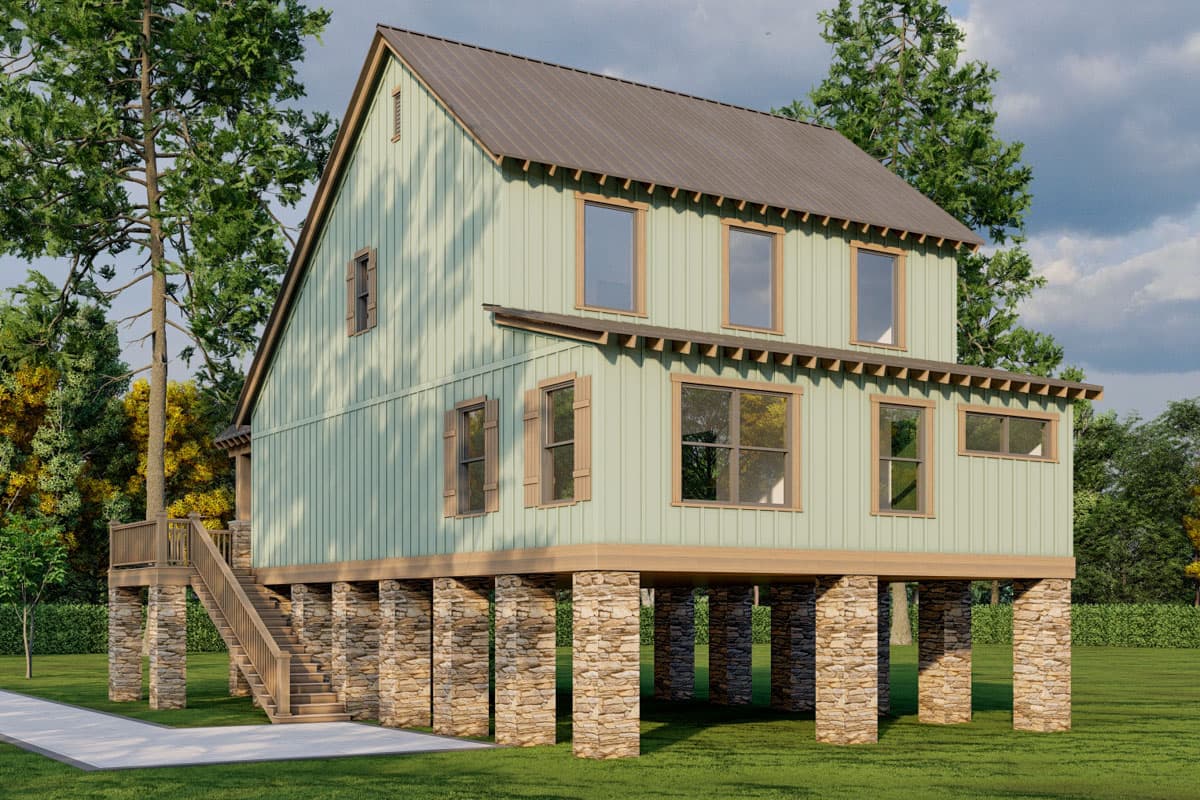 Plan 70900MK: 3-Bed Rustic Mountain House Plan with Two-Story Great Room - 1763 Sq Ft - Image #6 - Mountain, Rustic