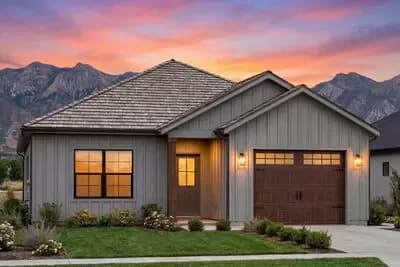 2-Bed Traditional Country House Plan with 2-Car Attached Garage - 1200 Sq Ft