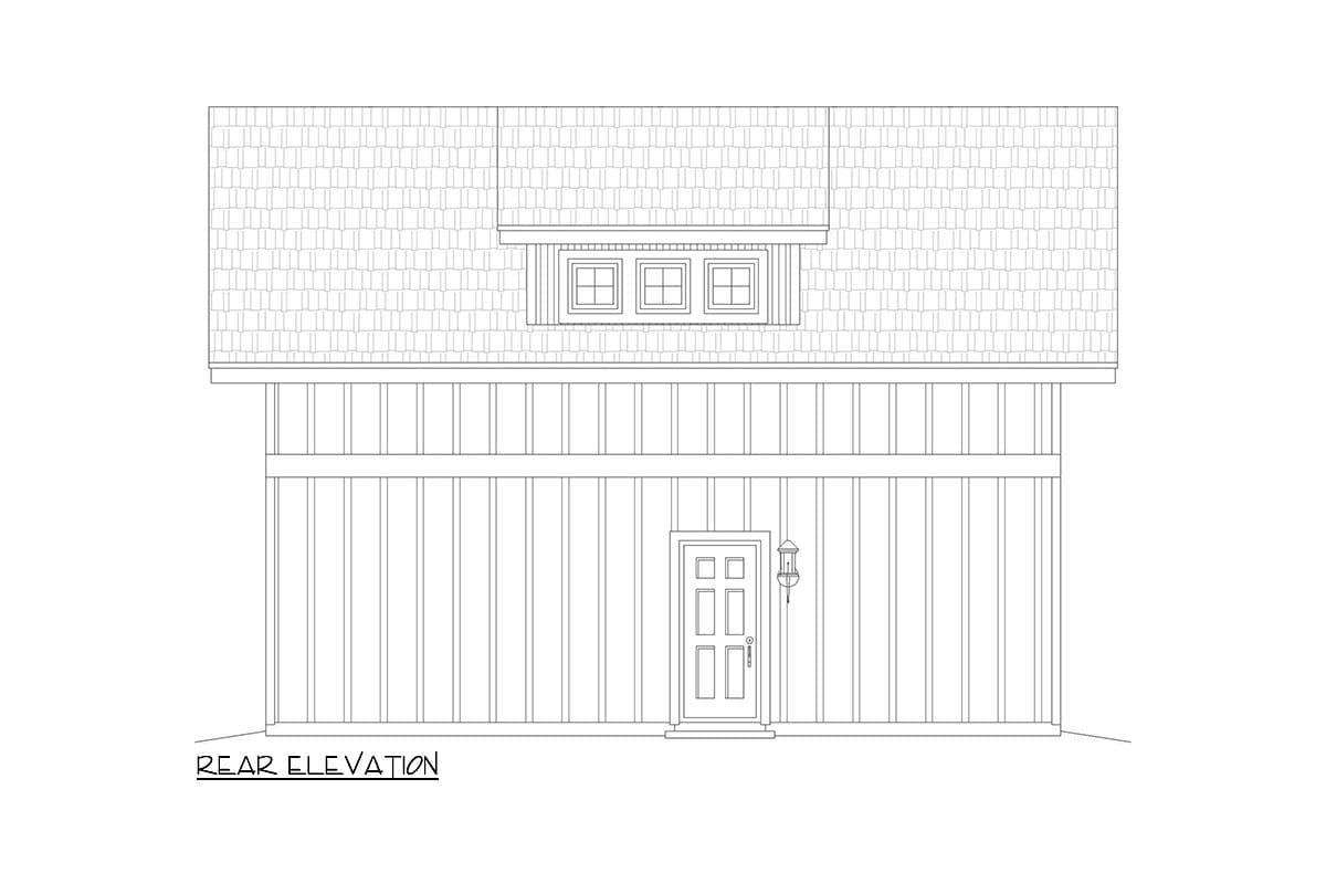 Plan 680458VR: 2-Bay New American Detached Garage Plan with Bonus Space Above - 675 Sq Ft - Image #4 - Craftsman, New American
