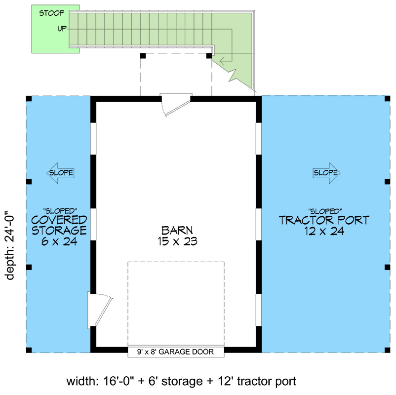 Plan 680464VR: Two-Story Detached Barn Plan with Loft Above - Floor Plan - Main Level - Country
