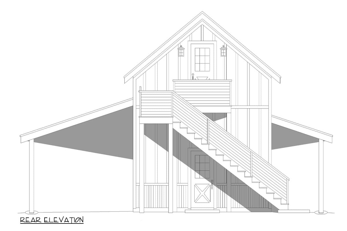 Plan 680464VR: Two-Story Detached Barn Plan with Loft Above - Image #4 - Country