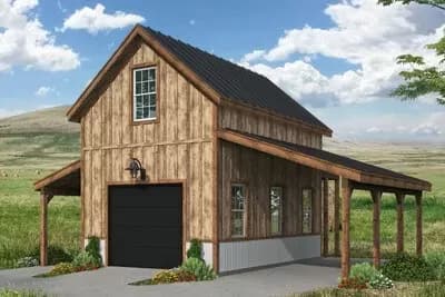 Two-Story Detached Barn Plan with Loft Above
