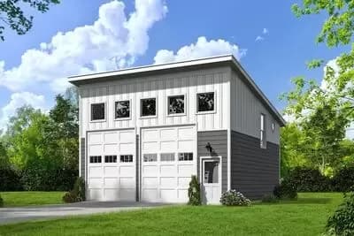 2-Car Contemporary Detached Garage with Studio Loft - 840 Sq Ft