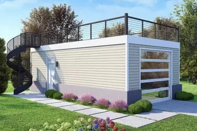 Contemporary Detached Garage with Rooftop Deck - 529 Sq Ft