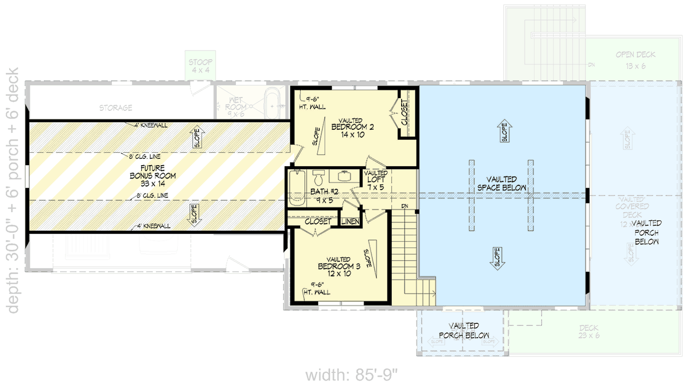 Plan 680472VR: 3-Bedroom Mountain House Plan with Two-Story Great Room - 1841 Sq Ft - Floor Plan - 2nd Floor - Country, Mountain