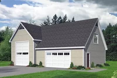 Traditional Detached Garage Plan with RV Bay - 1540 Sq Ft