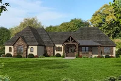 3-Bedroom Hill Country House Plan with Vaulted Outdoor Living Space - 3445 Sq Ft