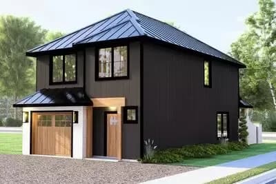 Two-Story Contemporary House Plan with 3-Bedrooms Upstairs - 1565 Sq Ft