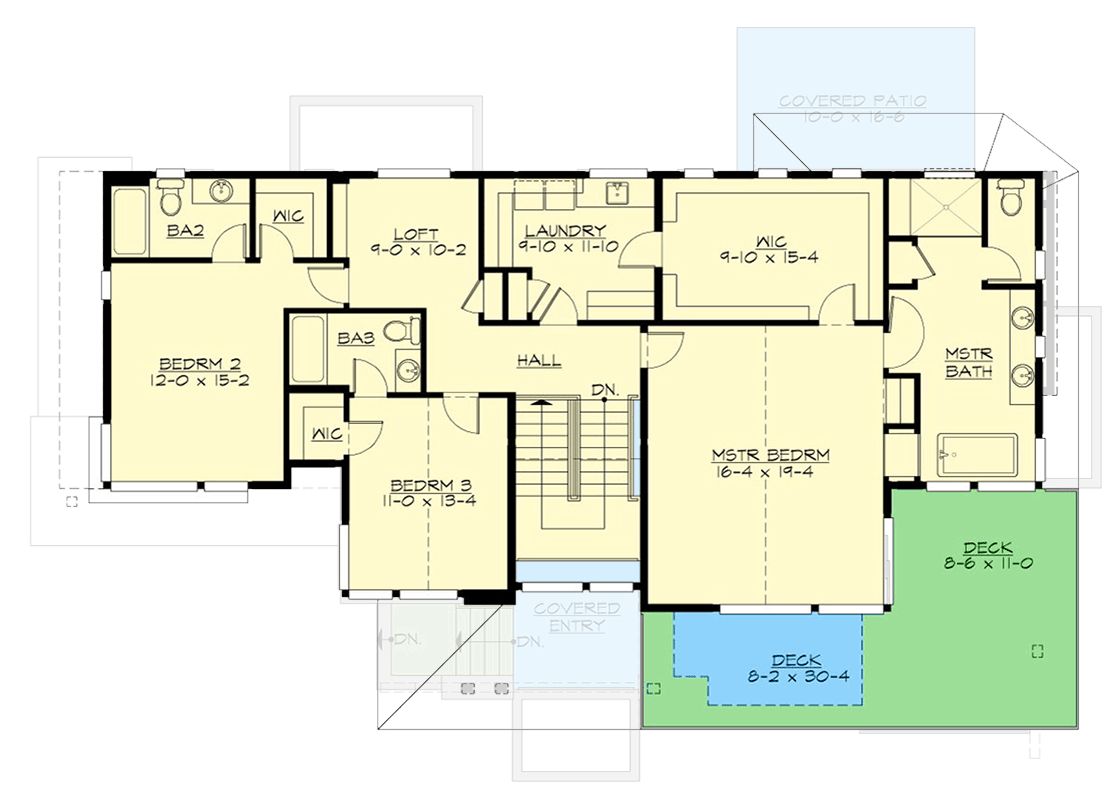 Plan 23979JD: 5-Bed Contemporary House Plan with Second Level Loft - 4674 Sq Ft - Floor Plan - 2nd Floor - Contemporary, Northwest