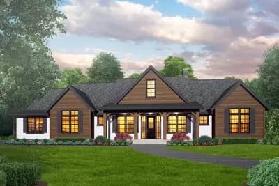 4-Bed Single-Story Modern Farmhouse Plan with Rustic Charm and Garage Workshop - 2547 Sq Ft