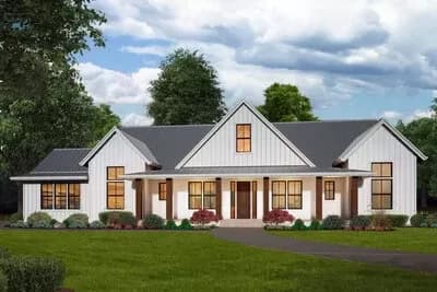4-Bedroom Single-Story Modern Farmhouse with Workshop -  2574 Sq Ft