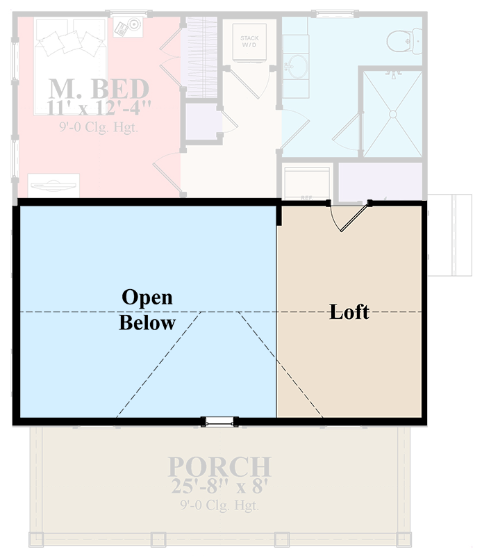Plan 86412HH: 1-Bed Country Cottage House Plan with Loft Under 1000 Sq Ft - Floor Plan - 2nd Floor - Cottage, Country