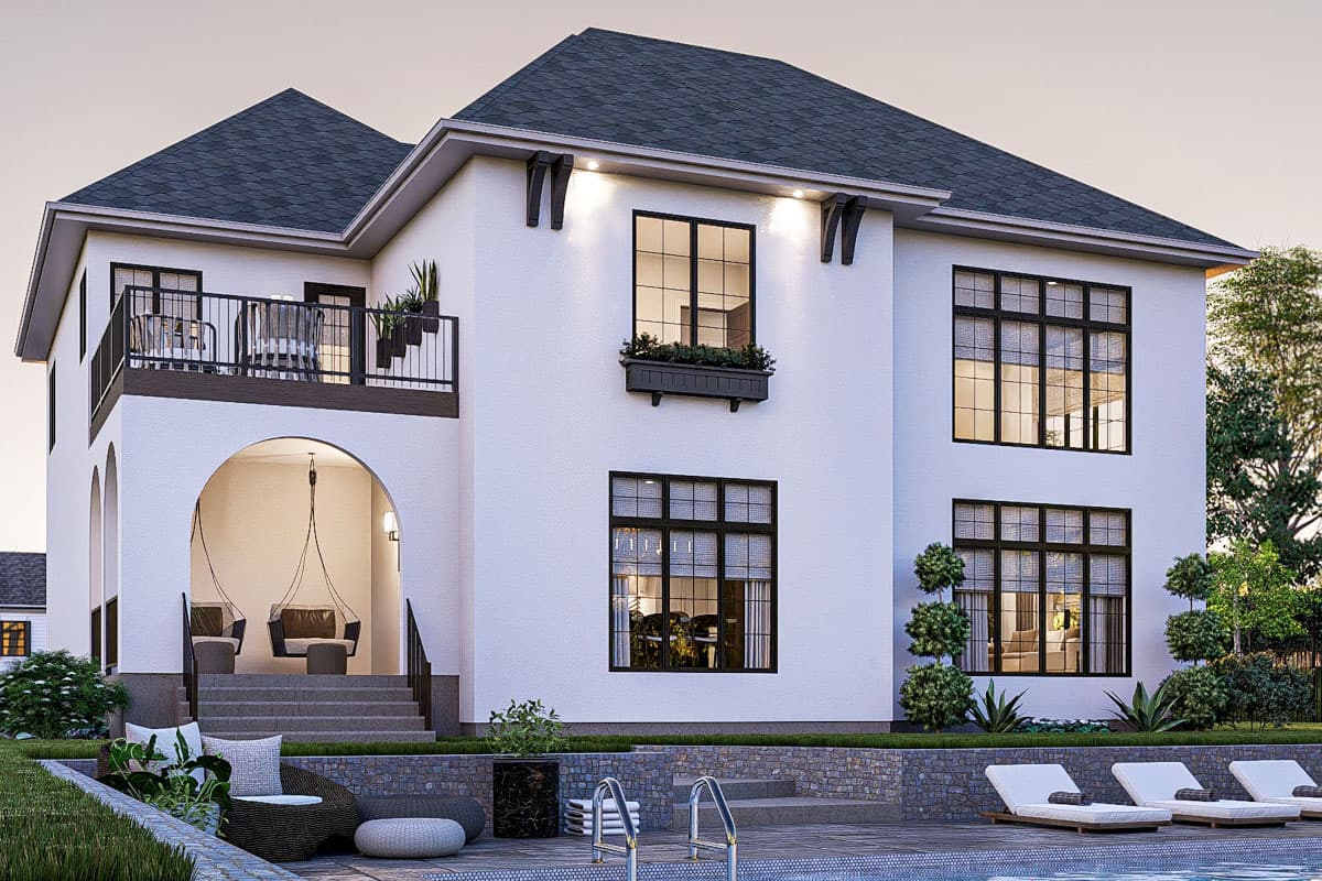 Plan 623447DJ: 3-Bed Modern Victorian House Plan with Two-Story Great Room - 2895 Sq Ft - Image #6 - European, Transitional, Victorian