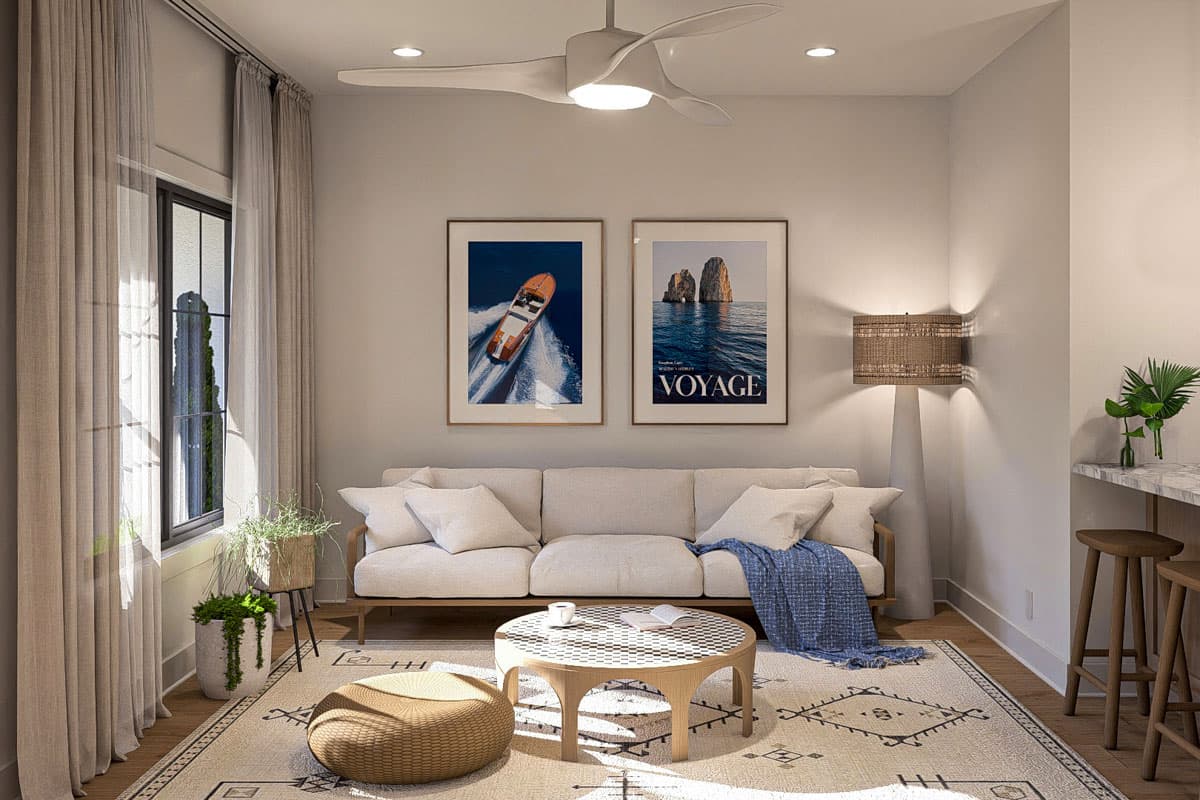 Plan 623448DJ: 1-Bed Mediterranean-Style ADU House Plan - 602 Sq Ft - Image #9 - Mediterranean