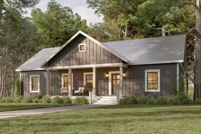 One-Story Country Ranch House Plan with Split-Bedrooms - 1632 Sq Ft