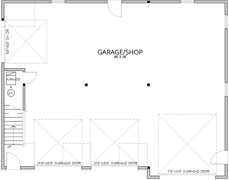 Plan 267045SPK: Two-Story Detached Garage Plan with RV Garage and Upstairs Living - 1607 Sq Ft - Floor Plan - Garage Level - Craftsman, Traditional