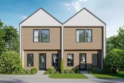 Two-Story Modern Duplex House Plan with Matching Units - 3-Beds 2.5-Baths and 1227 Sq Ft Per Unit