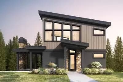 Two-Story Modern Mountain House Plan with 3 Bedrooms  - 1578 Sq Ft