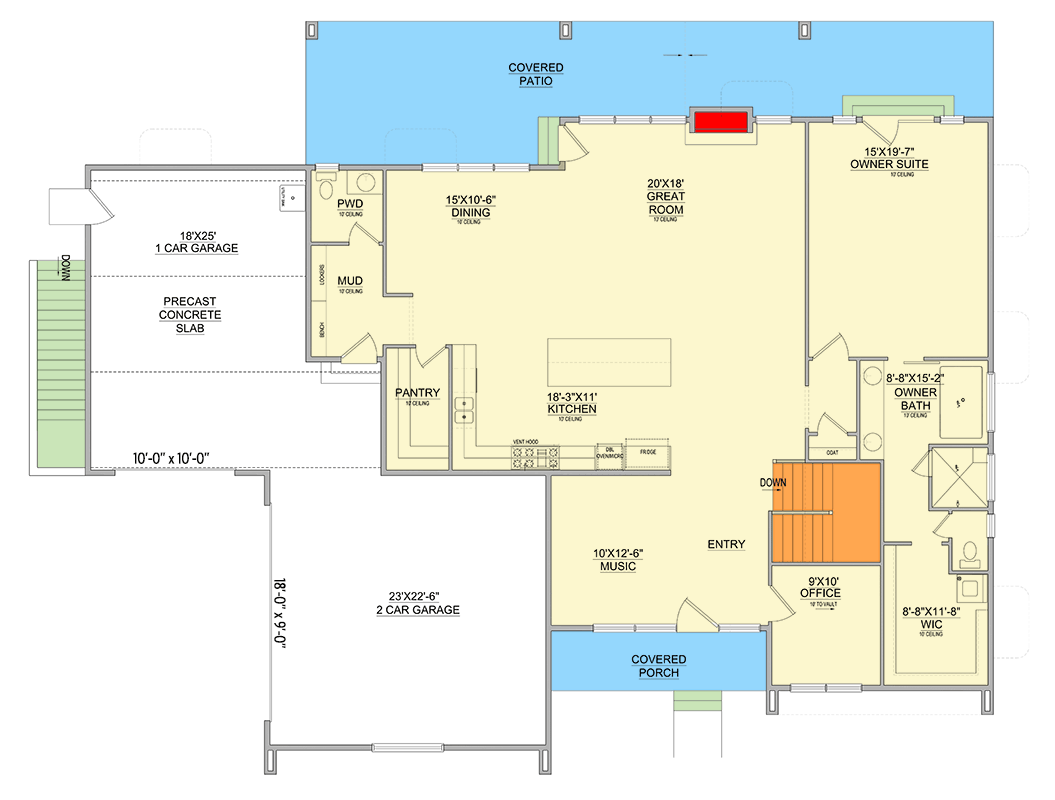 Plan 849043PGE: 5-Bed Single-Story Contemporary House Plan with In-Law Suite - 4199 Sq Ft - Floor Plan - Main Level - Contemporary, Scandinavian