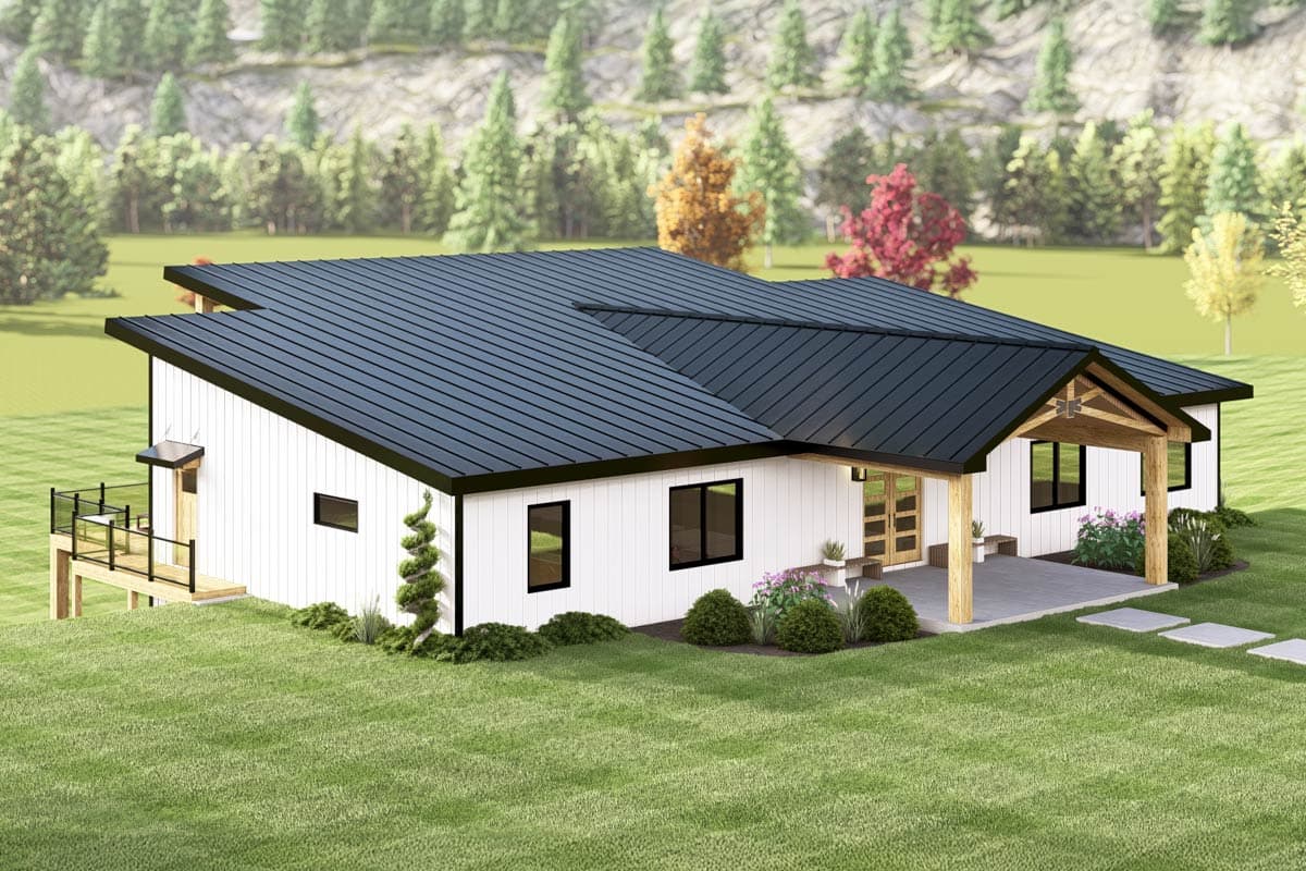 Plan 135307GRA: 3-Bed Modern Mountain House Plan with Optional Finished Lower Level - 2500 Sq Ft - Image #7 - Mid Century Modern, Modern, Mountain, Vacation