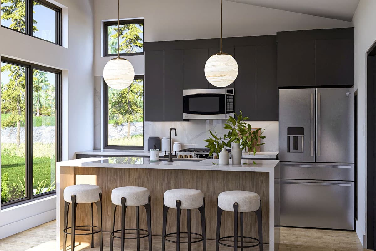 Plan 623449DJ: 1-Bed Modern ADU House Plan with Patio - 583 Sq Ft - Image #8 - Contemporary, Modern, Vacation