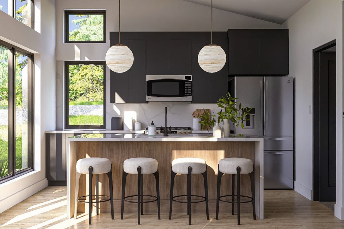 Plan 623449DJ: 1-Bed Modern ADU House Plan with Patio - 583 Sq Ft - Image #9 - Contemporary, Modern, Vacation