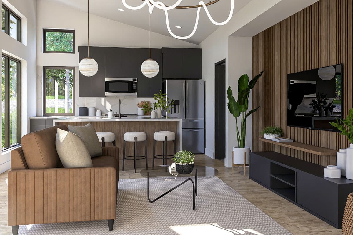 Plan 623449DJ: 1-Bed Modern ADU House Plan with Patio - 583 Sq Ft - Image #12 - Contemporary, Modern, Vacation