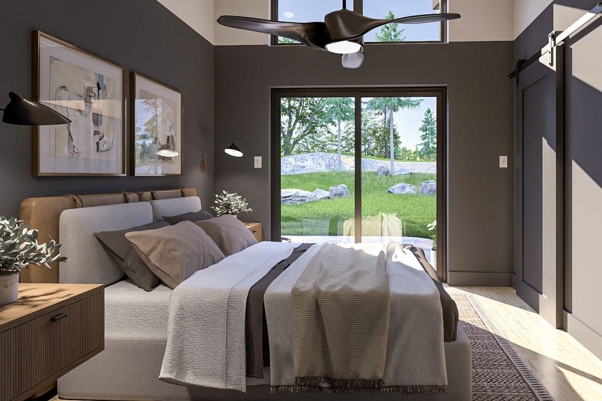 Plan 623449DJ: 1-Bed Modern ADU House Plan with Patio - 583 Sq Ft - Image #15 - Contemporary, Modern, Vacation