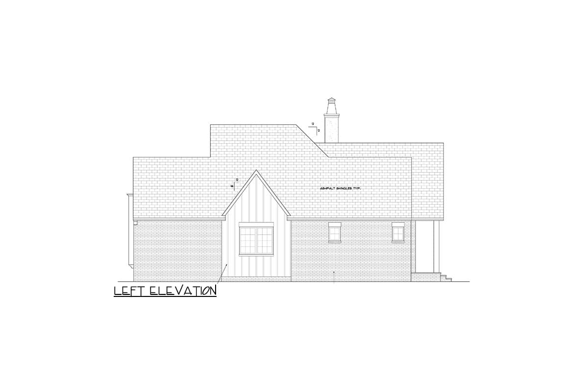 Plan 93215EL: 3-Bed Transitional House Plan with Outdoor Fireplace - 1969 Sq Ft - Image #4 - Contemporary, European, French Country, New American, Transitional, Tudor