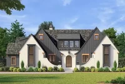 3-Bed Transitional House Plan with Outdoor Fireplace - 1969 Sq Ft