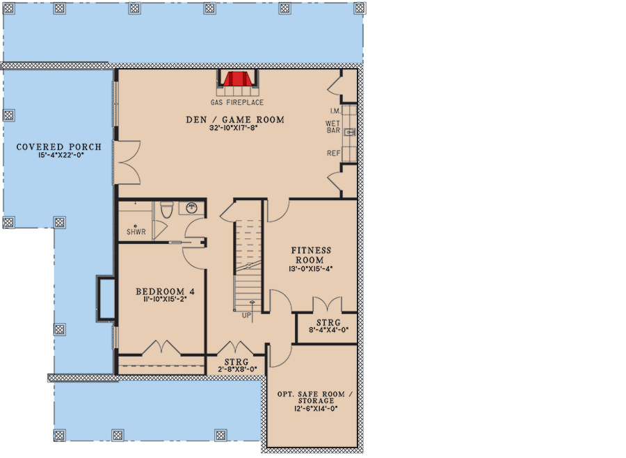 Plan 70901MK: Charming 4-Bed Country Craftsman House Plan with Wraparound Porch - 3800 Sq Ft - Floor Plan - Lower Level - Cabin, Country, Craftsman, Modern Farmhouse, Mountain, Rustic