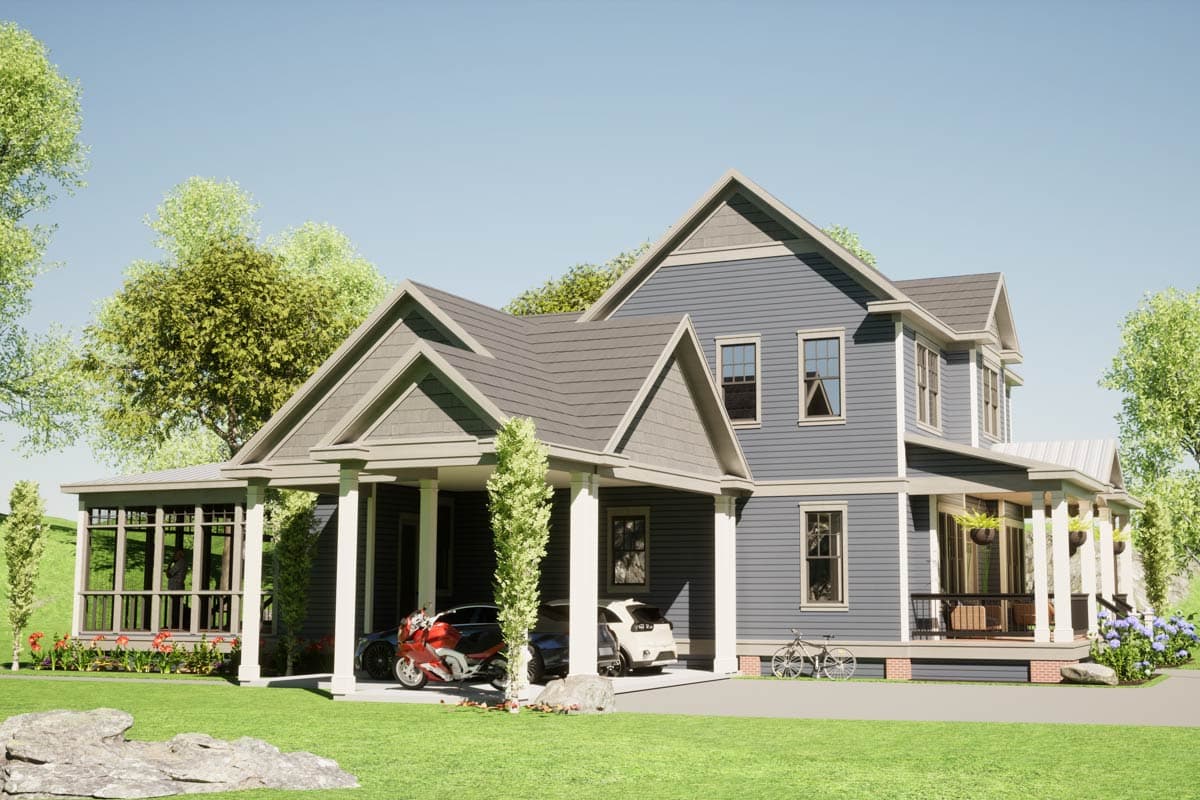 Plan 86413HH: 3-Bed Traditional House Plan with Wrap Around Rear Screen Porch - 2868 Sq Ft - Image #8 - Colonial, Country, New American, Traditional