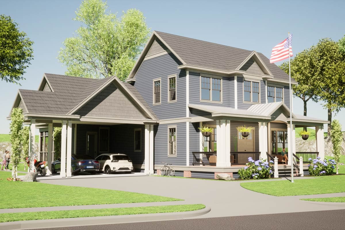 Plan 86413HH: 3-Bed Traditional House Plan with Wrap Around Rear Screen Porch - 2868 Sq Ft - Image #9 - Colonial, Country, New American, Traditional