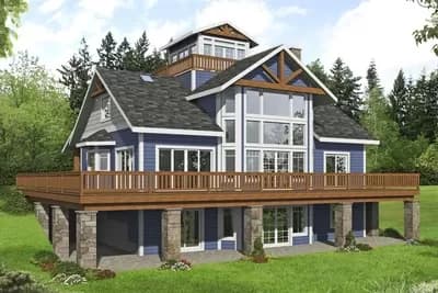 1-Bed Craftsman House Plan with 3rd Floor Viewing Tower and Widow Walk - 2280 Sq Ft