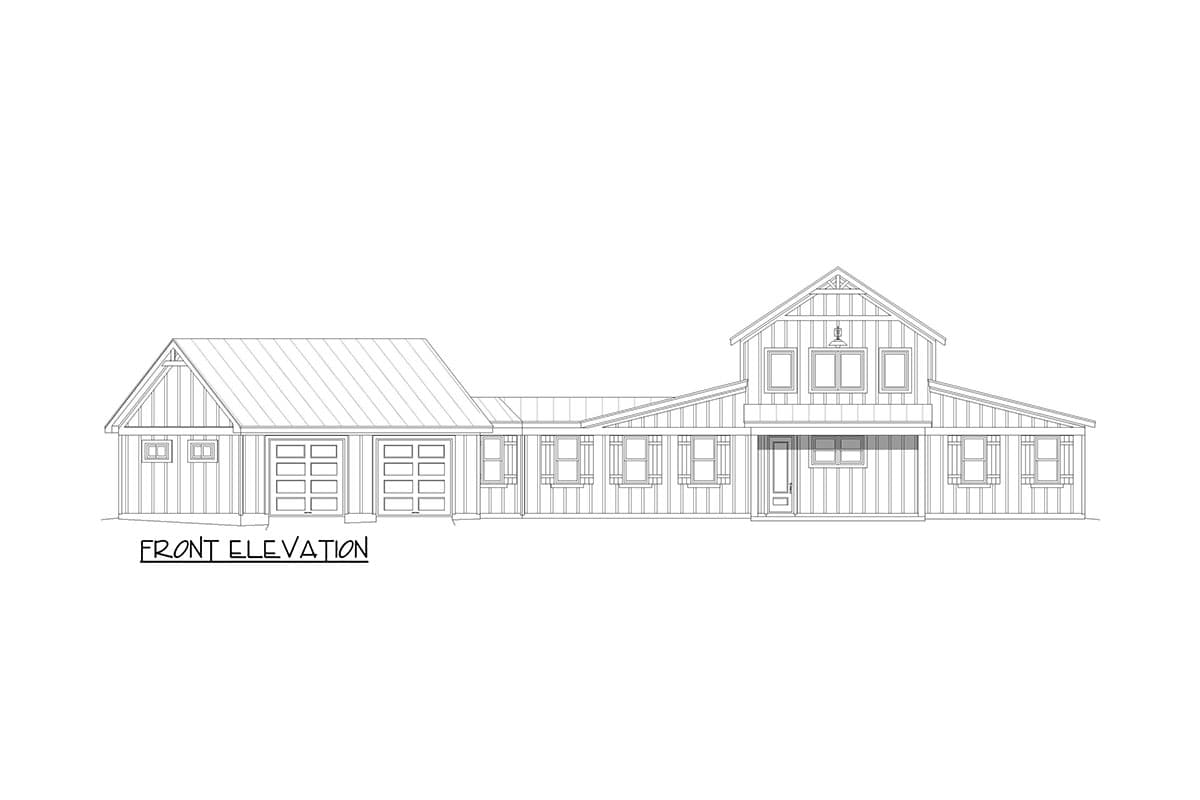 Plan 680484VR: 3-Bed Barndominum Farmhouse Plan with Angled 2-Car Garage - 2073 Sq Ft - Image #7 - Barndominium, Country, Farmhouse, Modern Farmhouse, Rustic