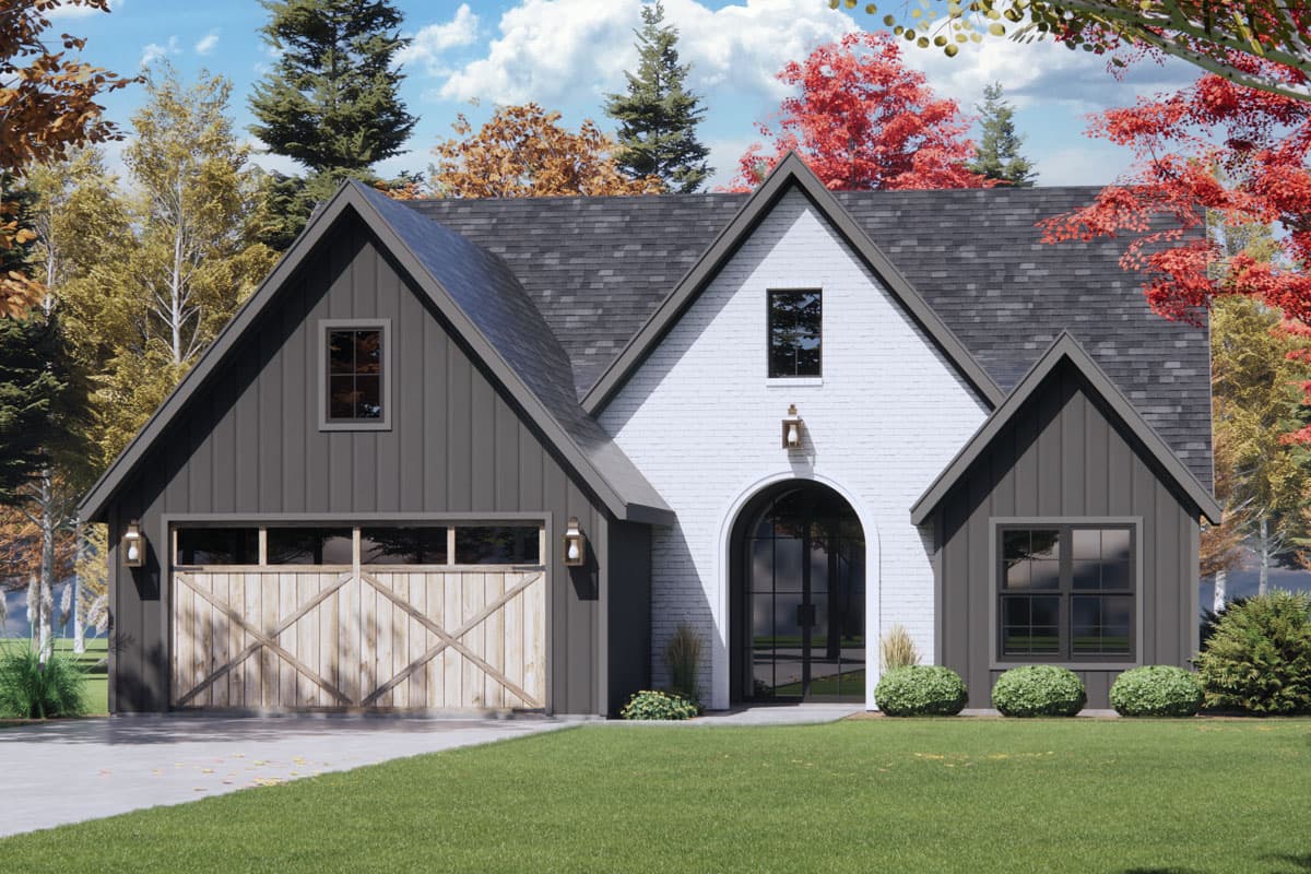 Plan 818149JSS: 4-Bed Transitional French Country House Plan with 2-Car Garage - 2000 Sq Ft - Image #5 - Contemporary, Cottage, French Country, New American, Transitional