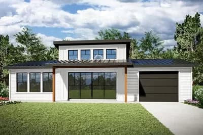 1-Bed Contemporary ADU with Covered Front Porch and 1-Car Garage - 660 Sq Ft