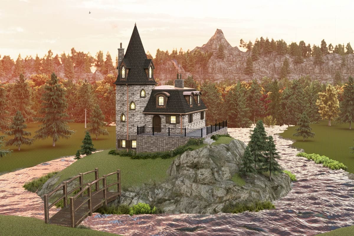 Plan 135308GRA: 1-Bed Victorian-Style House Plan with Third Story Tower - 1814 Sq Ft - Image #5 - European, Victorian