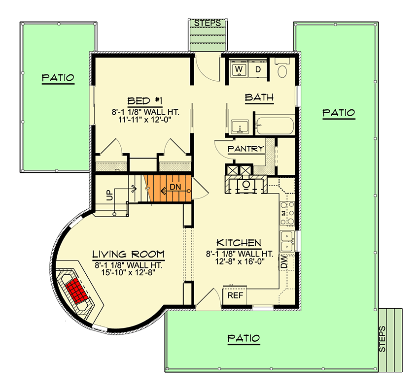 Plan 135308GRA: 1-Bed Victorian-Style House Plan with Third Story Tower - 1814 Sq Ft - Floor Plan - Main Level - European, Victorian