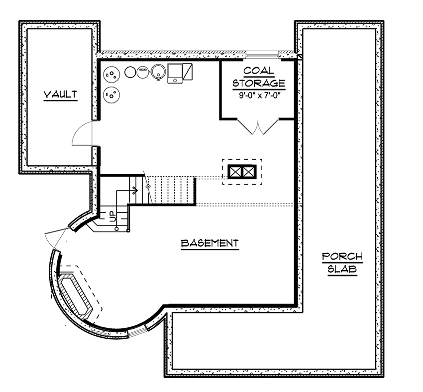 Plan 135308GRA: 1-Bed Victorian-Style House Plan with Third Story Tower - 1814 Sq Ft - Floor Plan - Lower Level - European, Victorian