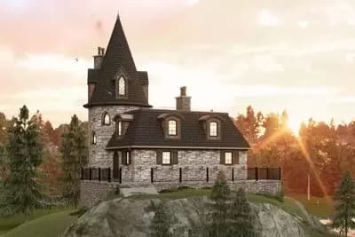 1-Bed Victorian-Style House Plan with Third Story Tower - 1814 Sq Ft