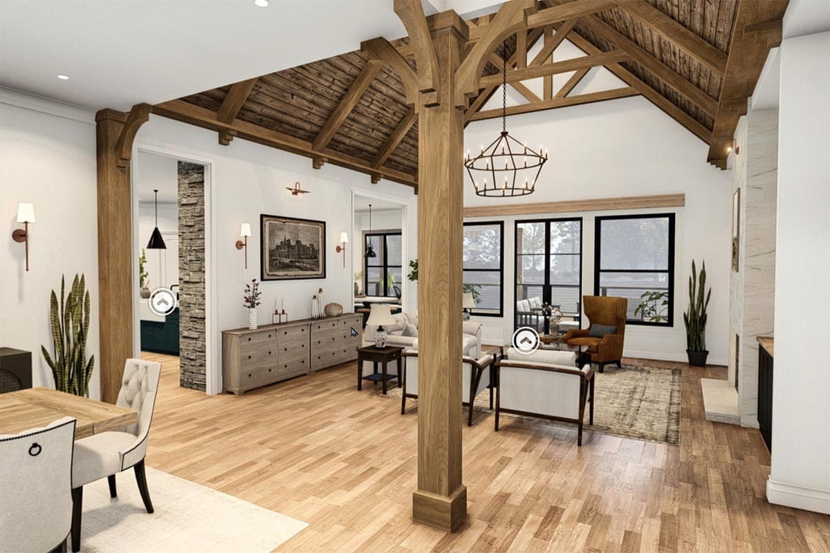 Plan 25837GE: Single-Story New American Craftsman with Angled Garage - 6387 Sq Ft - Virtual Tour Cover Image - Craftsman, Mountain, New American, Ranch