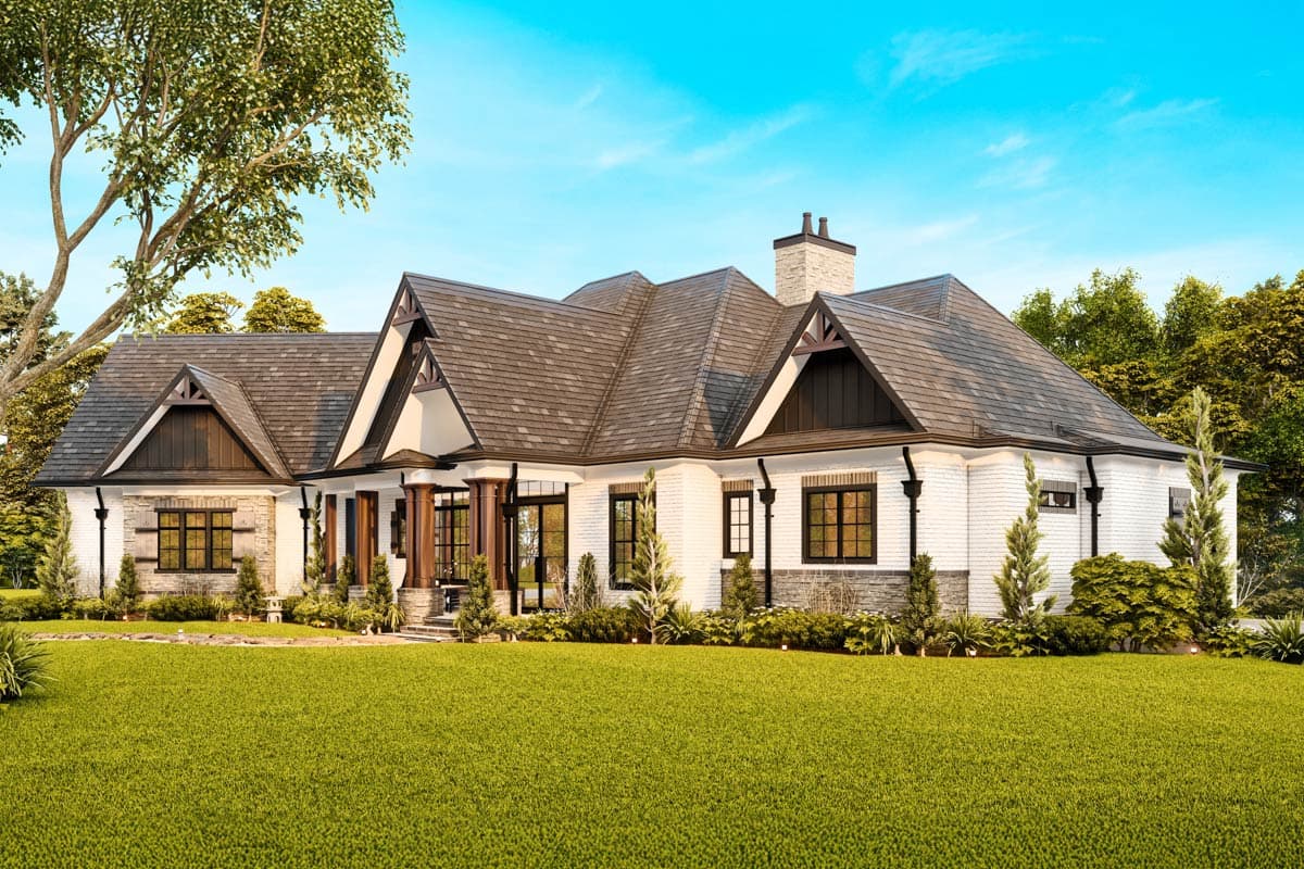 Plan 25837GE: Single-Story New American Craftsman with Angled Garage - 6387 Sq Ft - Image #7 - Craftsman, Mountain, New American, Ranch