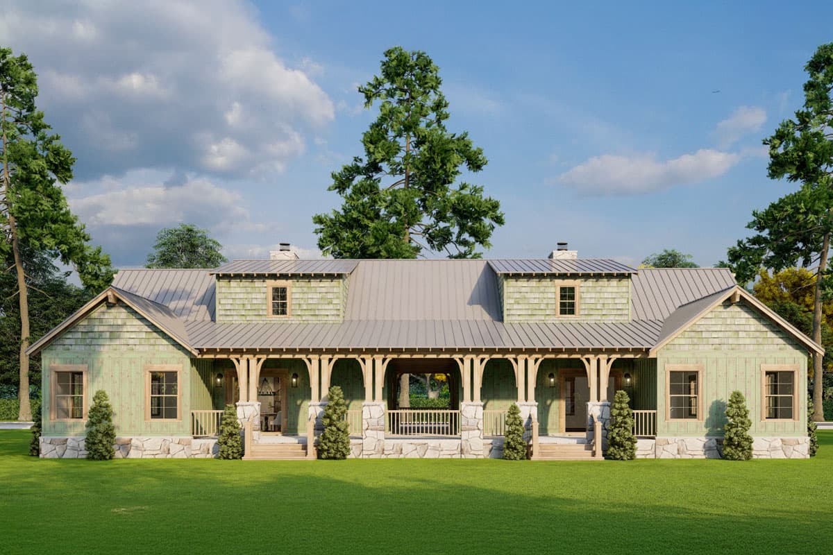 Plan 70902MK: Two-Story Rustic Duplex House Plan with Wrap-Around Porch - 1810 Sq Ft Per Unit - Image #5 - Country, Mountain, Rustic