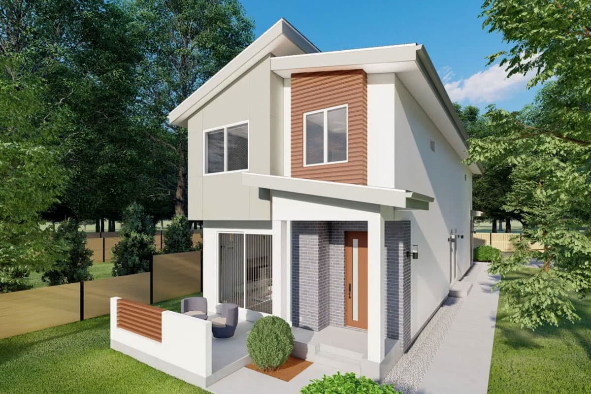 Plan 67835MG: Contemporary Duplex House Plan with Matching 3-Bed Units - 1221 Sq Ft Per Unit - Image #4 - Contemporary, Modern