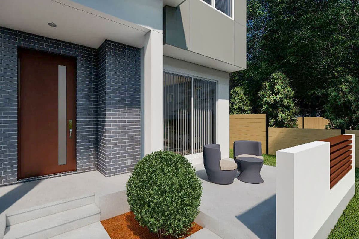 Plan 67835MG: Contemporary Duplex House Plan with Matching 3-Bed Units - 1221 Sq Ft Per Unit - Image #7 - Contemporary, Modern